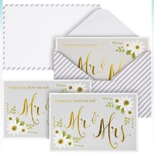Wedding Thank You Cards “Mr. & Mrs.” 4x8in With Envelopes 48ct